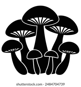 Mushroom Silhouette vector illustration black and white