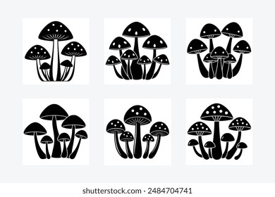 Mushroom Silhouette vector illustration black and white