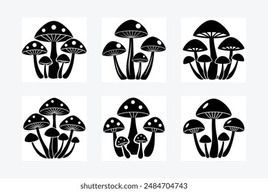 Mushroom Silhouette vector illustration black and white