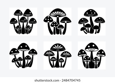 Mushroom Silhouette vector illustration black and white