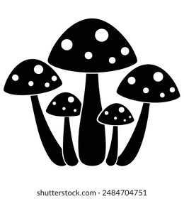 Mushroom Silhouette vector illustration black and white