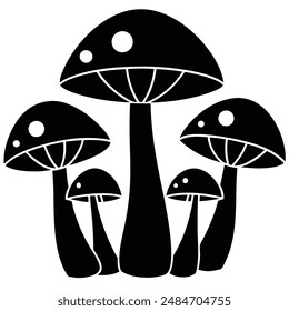 Mushroom Silhouette vector illustration black and white