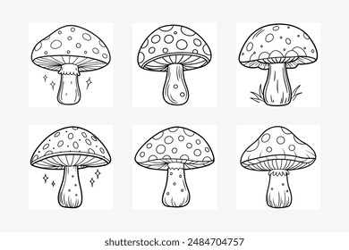 Mushroom Silhouette vector illustration black and white