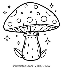 Mushroom Silhouette vector illustration black and white