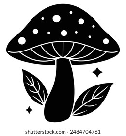 Mushroom Silhouette vector illustration black and white