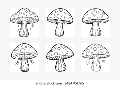 Mushroom Silhouette vector illustration black and white