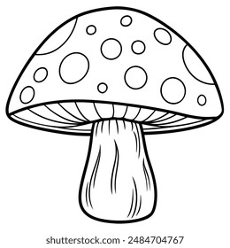 Mushroom Silhouette vector illustration black and white