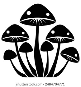 Mushroom Silhouette vector illustration black and white