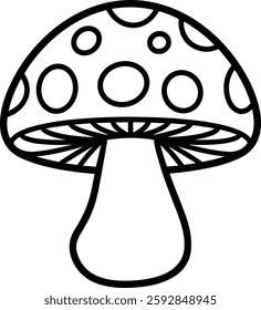 Mushroom Silhouette vector illustration black and white
