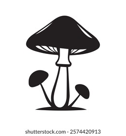 Mushroom Silhouette Vector Illustration On a White Background 