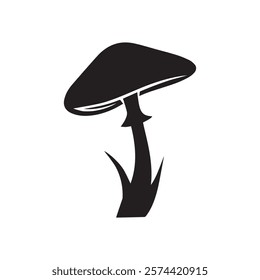 Mushroom Silhouette Vector Illustration On a White Background 