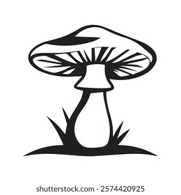 Mushroom Silhouette Vector Illustration On a White Background 