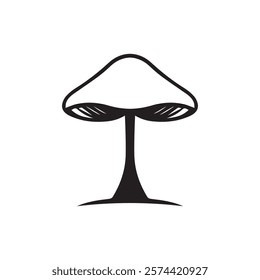 Mushroom Silhouette Vector Illustration On a White Background 