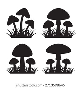 Siluetas de setas con Ilustración vectorial de Naturaleza de hierba
