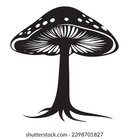 Mushroom silhouettes and icons. Black flat color simple elegant white background Mushroom animal vector and illustration.