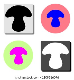 Mushroom. simple flat vector icon illustration on four different color backgrounds