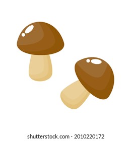 Mushroom simple illustration on white background. Vector of fresh vegetable simple concept, minimal design for icon, logo, symbol, fresh mushroom, health, for food