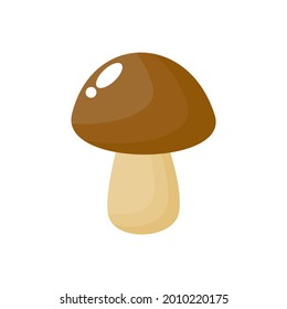 Mushroom simple illustration on white background. Vector of fresh vegetable simple concept, minimal design for icon, logo, symbol, fresh edible mushroom, health, food