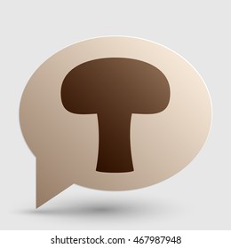 Mushroom simple sign. Brown gradient icon on bubble with shadow.