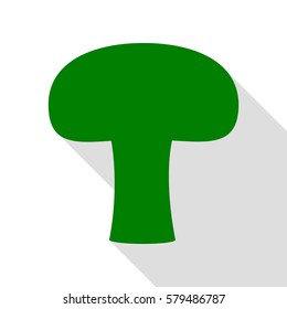 Mushroom simple sign. Green icon with flat style shadow path.