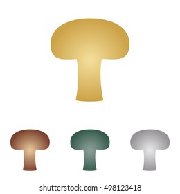 Mushroom simple sign. Metal icons on white backgound.