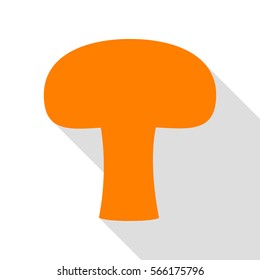 Mushroom simple sign. Orange icon with flat style shadow path.