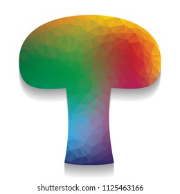 Mushroom simple sign. Vector. Colorful icon with bright texture of mosaic with soft shadow on white background. Isolated.