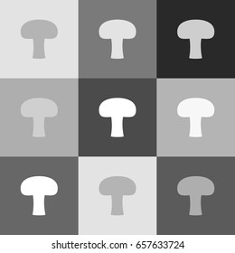 Mushroom simple sign. Vector. Grayscale version of Popart-style icon.