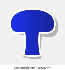 Mushroom simple sign. Vector. New year bluish icon with outside stroke and gray shadow on light gray background.