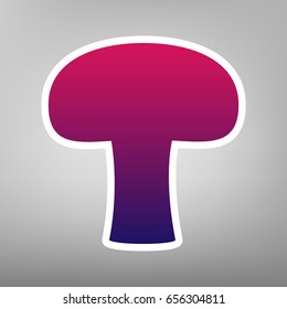 Mushroom simple sign. Vector. Purple gradient icon on white paper at gray background.