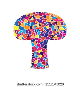 Mushroom simple sign. Vector. Stained glass icon on white background. Colorful polygons. Isolated.
