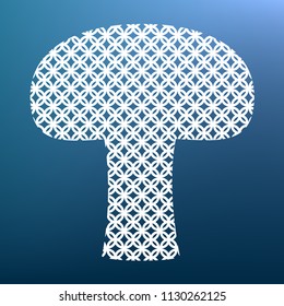 Mushroom simple sign. Vector. White textured icon at lapis lazuli gradient background.