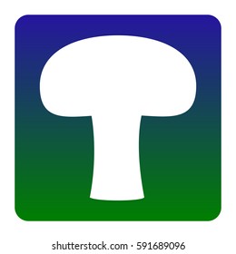 Mushroom simple sign. Vector. White icon at green-blue gradient square with rounded corners on white background. Isolated.