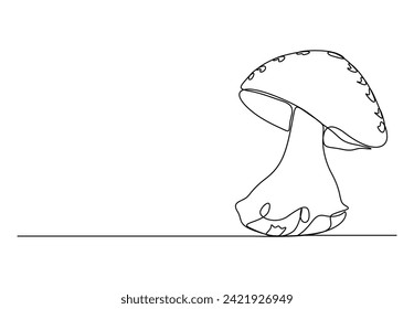 Mushroom single continuous line drawing vector illustration. Premium vector