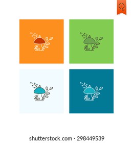 Mushroom. Single Flat Autumn Icon . Simple and Minimalistic Style. Vector