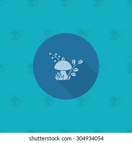 Mushroom. Single Flat Autumn Icon . Simple and Minimalistic Style. Vector