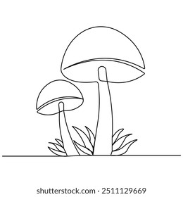 Pilz    einzeiliges Kunstwerk, durchgehende einzeilige Zeichnung von isoliertem Umrissvektorkunst 