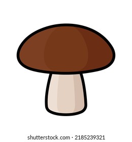mushroom, single oblect, vector illustration, autumn season symbol, thick black outline, not editable stroke