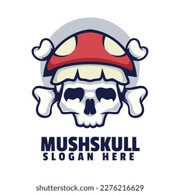 Mushroom Skull Mascot Logo Design Vector