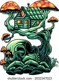 mushroom skull tree house
