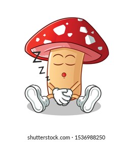 mushroom sleep cartoon vector mascot illustration