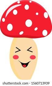 Mushroom smile, illustration, vector on white background.