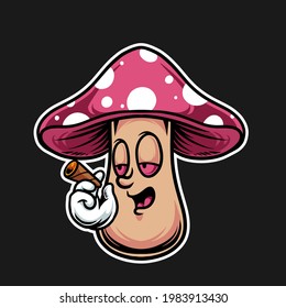 mushroom smoking with black background