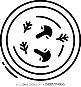 Mushroom soup glyph and line vector illustration