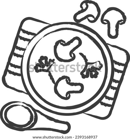 Mushroom soup hand drawn vector illustration