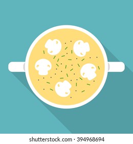 Mushroom soup icon, flat design