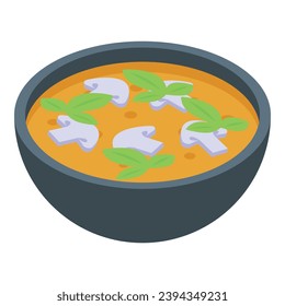 Mushroom soup icon isometric vector. Fresh homemade champignon. Food tasty