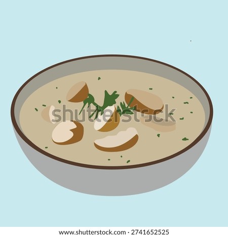 Mushroom soup puree. Mushroom puree soup. Vector illustration