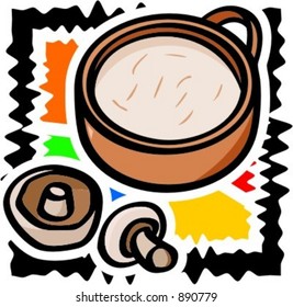 Sopa de champiñón. Ilustración vectorial.