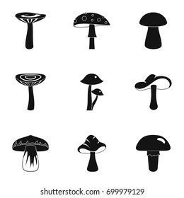 Mushroom species icon set. Simple set of 9 mushroom species vector icons for web isolated on white background
